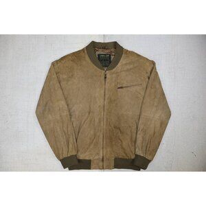 Vintage Echtes Leder Suede Leather Bomber Jacket Full Zip Up Mens Size XL